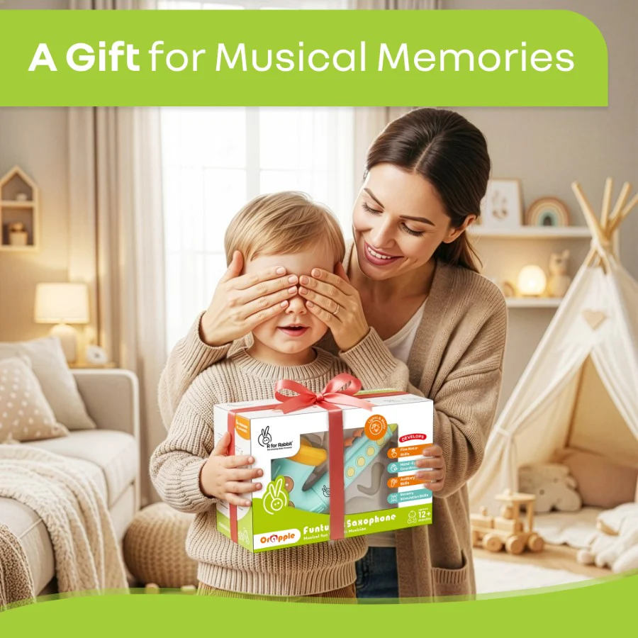 Orapple Funtunes Saxophone Musical Toy for Kids with Lights, 4 Play Modes, Built-in Melodies, Smart Auto Shut-Off & BIS Certified Safety (12+ Months) - Blue Multi - Image 7