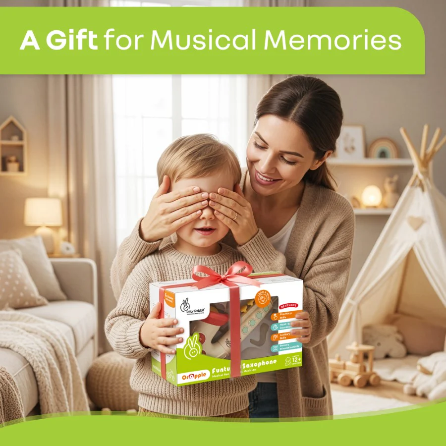 Orapple Funtunes Saxophone Musical Toy for Kids with Lights, 4 Play Modes, Built-in Melodies, Smart Auto Shut-Off & BIS Certified Safety (12+ Months) - Beige Multi - Image 7