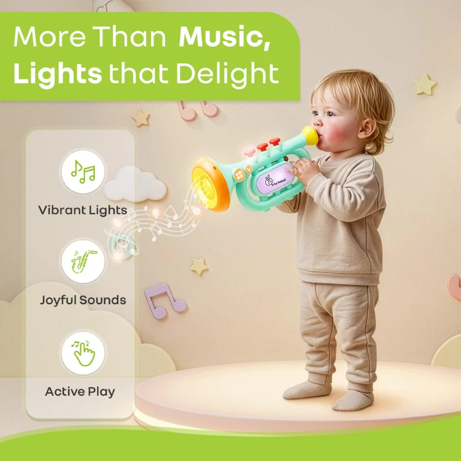 Orapple Funtunes Trumpet BIS Certified Kids Musical Toy with Non-Toxic ABS Material, Multi-Mode Play & Safe Rounded Edges - Blue Multi - Image 4