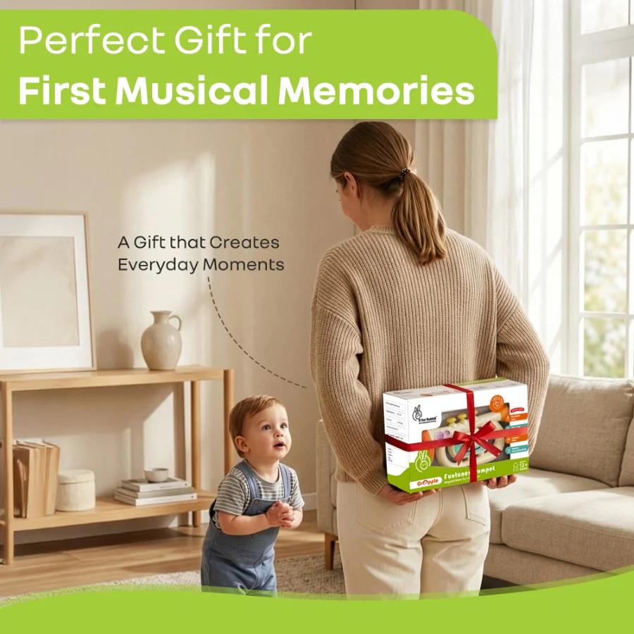 Orapple Funtunes Trumpet BIS Certified Kids Musical Toy with Non-Toxic ABS Material, Multi-Mode Play & Safe Rounded Edges - Beige Multi - Image 7