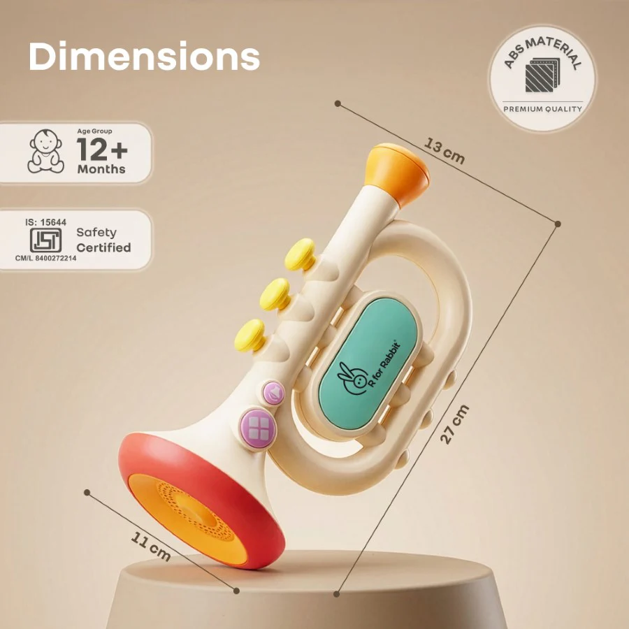 Orapple Funtunes Trumpet BIS Certified Kids Musical Toy with Non-Toxic ABS Material, Multi-Mode Play & Safe Rounded Edges - Beige Multi - Image 8