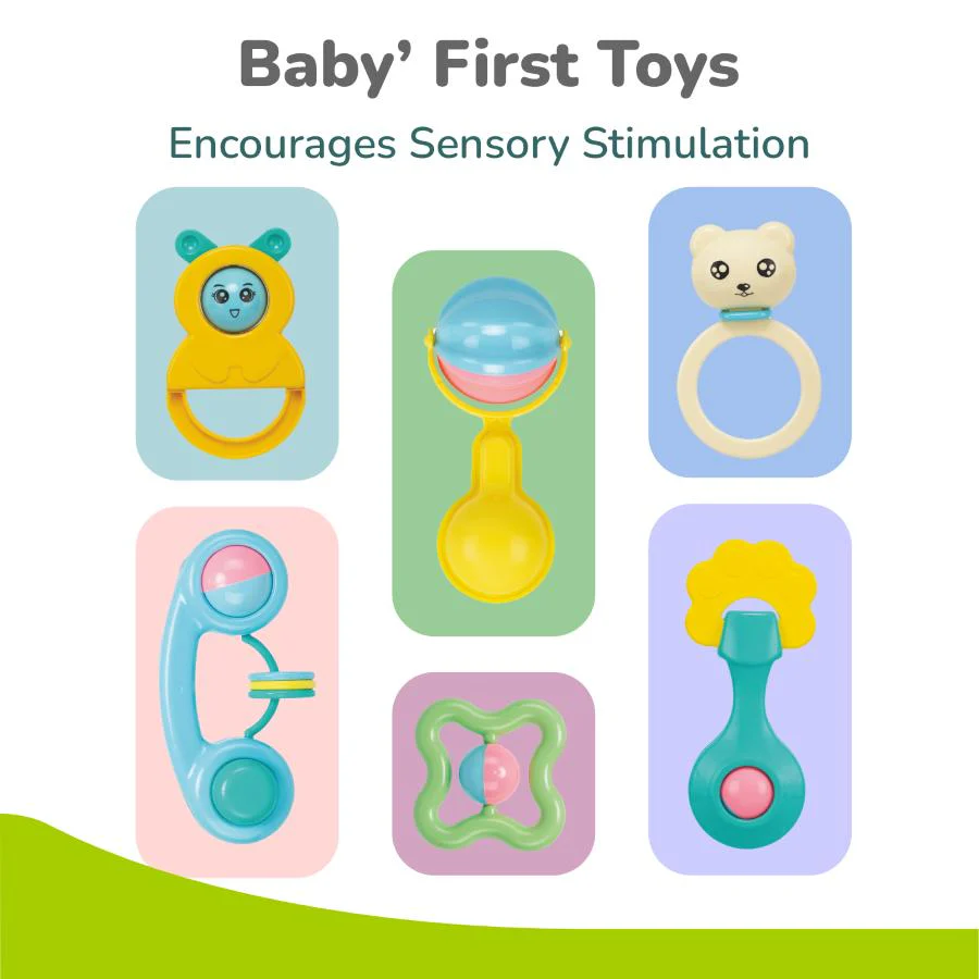 Orapple Jingle Joy – BPA-Free Rattle Set for Newborns (Pack of 6) - Multi - Image 9