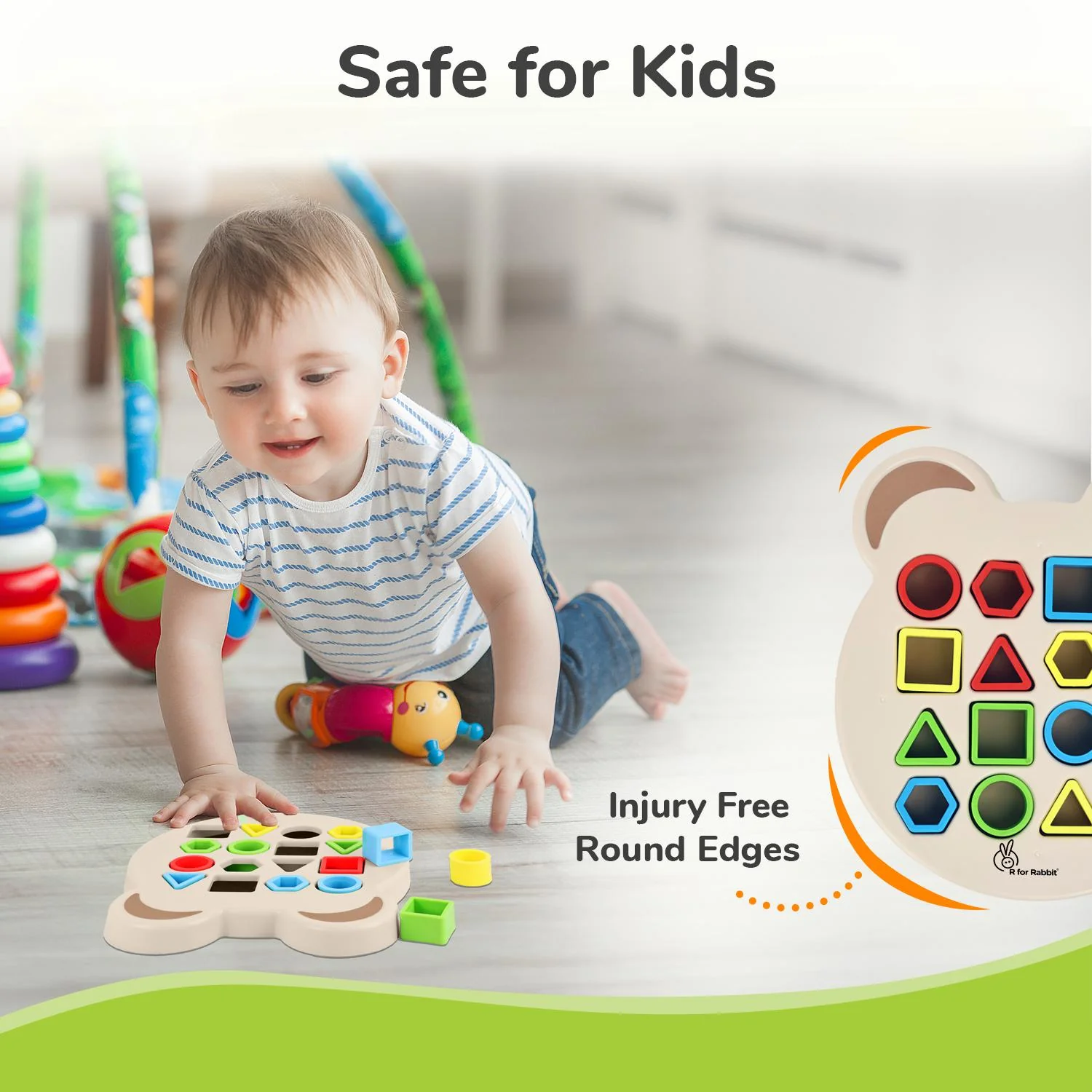 Orapple Match N Learn Baby Educational Toy with BIS Certified Shape Sorter for Baby Fine Motor Skills & Brain Development - Beige Multi - Image 5