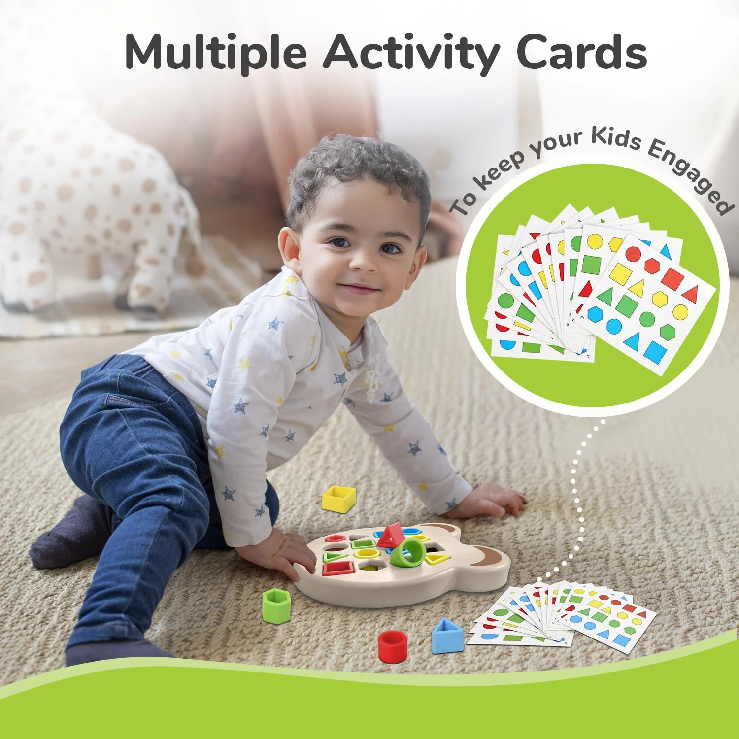 Orapple Match N Learn Baby Educational Toy with BIS Certified Shape Sorter for Baby Fine Motor Skills & Brain Development - Beige Multi - Image 7