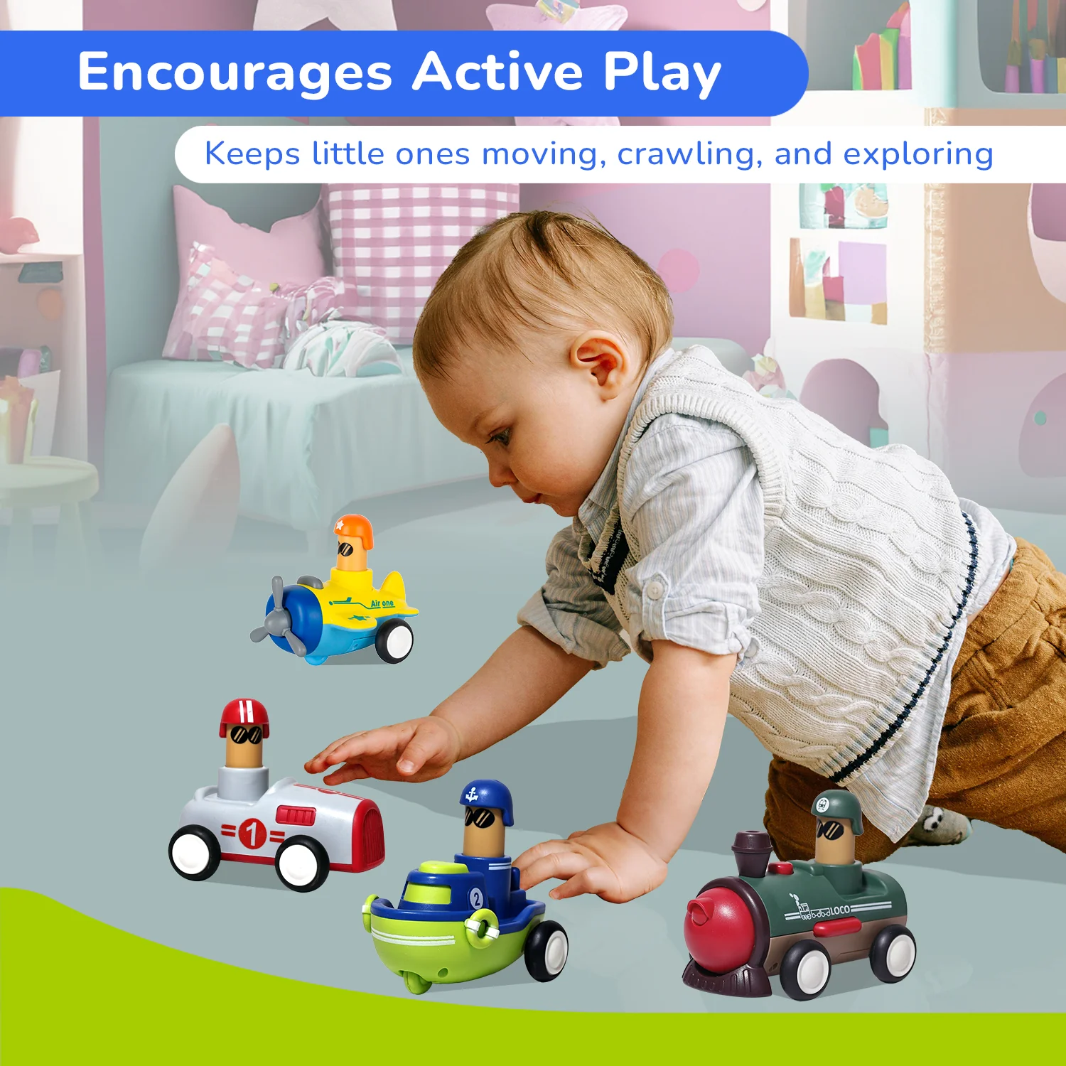 Orapple Rider BPA-Free Set of 4 Push Toys for Toddlers (Track, Sky, Turbo, Sail) - Multi-2 - Image 3