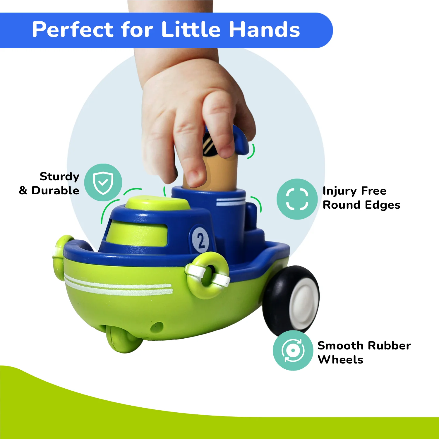Orapple Rider BPA-Free Set of 4 Push Toys for Toddlers (Track, Sky, Turbo, Sail) - Multi-2 - Image 5