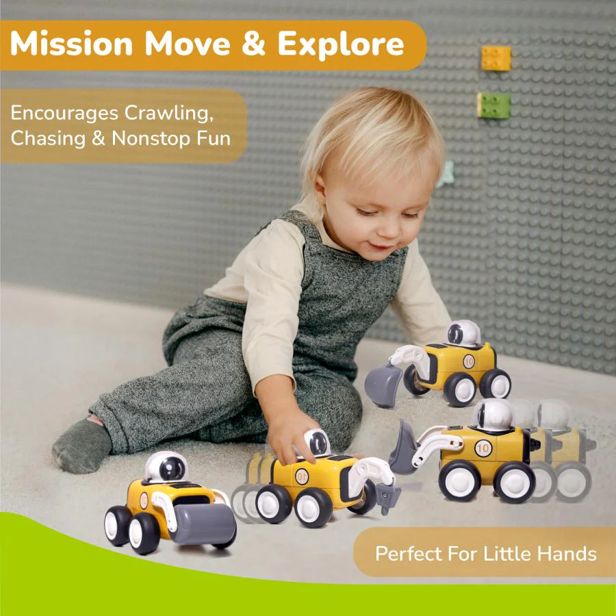 Orapple Rover 4-Piece Mini Construction Vehicle Set for Kids - Yellow Black - Image 3