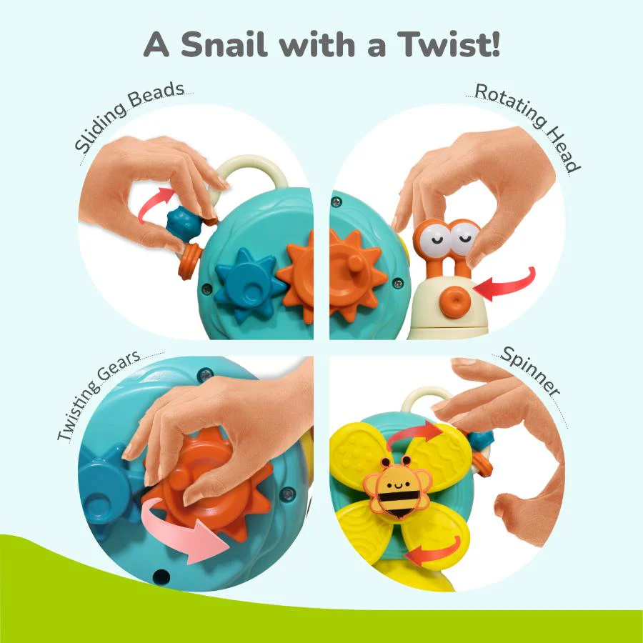 Orapple Spinster – 5-in-1 Multi-Activity Toy for Kids Rattle Toy for Babies - Orange Cream - Image 3