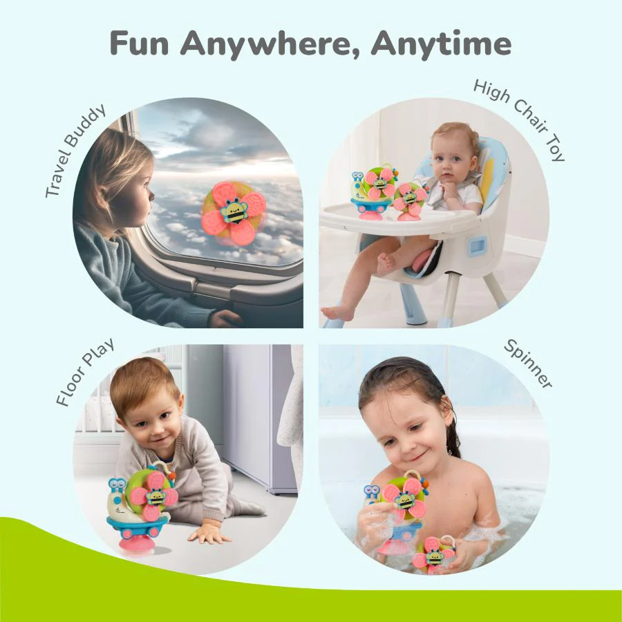 Orapple Spinster – 5-in-1 Multi-Activity Toy for Kids Rattle Toy for Babies - Blue Cream - Image 5