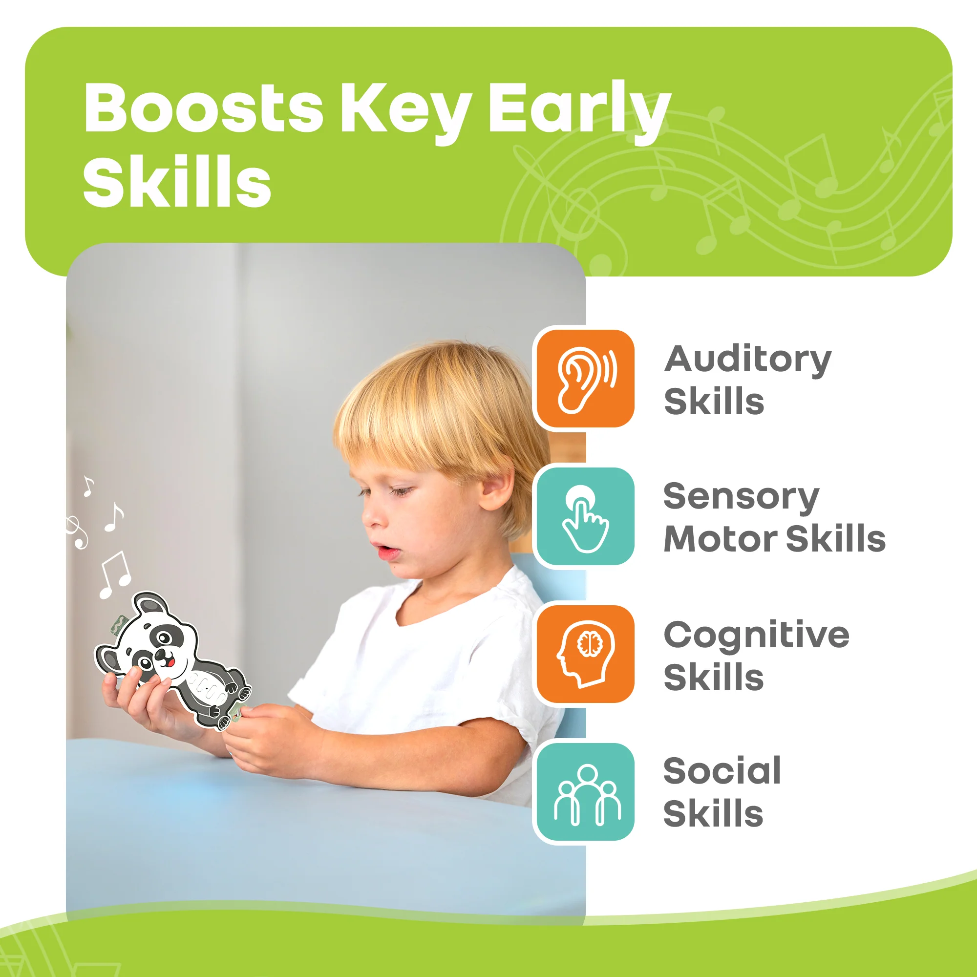 Orapple Tap N Play Musical Learning Toy with 4 Fun Modes Toy for Kids 2+ Years - Panda - Image 6