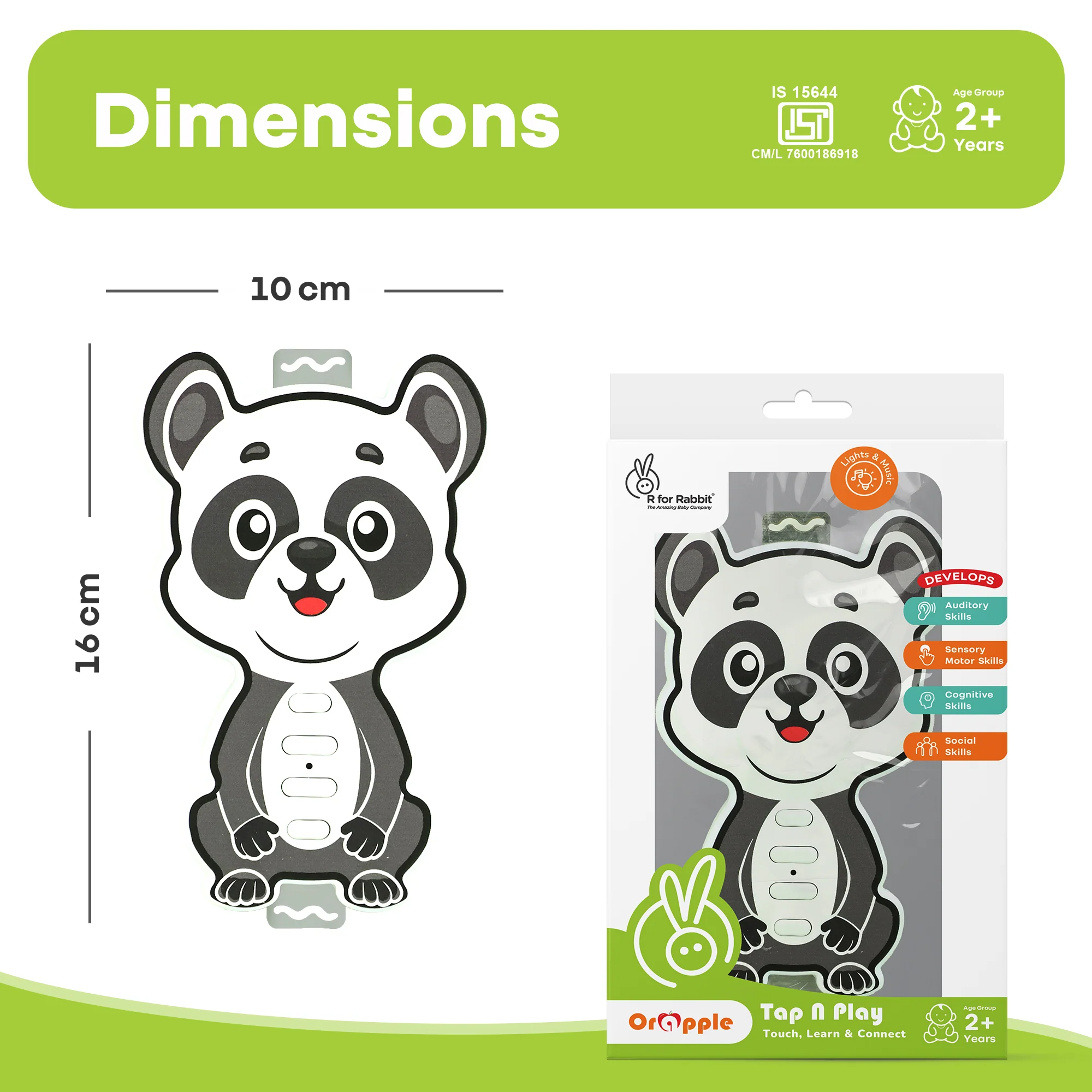 Orapple Tap N Play Musical Learning Toy with 4 Fun Modes Toy for Kids 2+ Years - Panda - Image 8