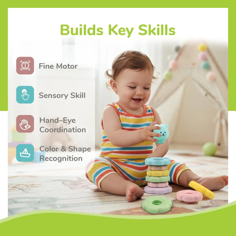 Orapple Teddy Stacker - Fun & Safe Educational Stacking Toy for Babies - Blue Teddy - Image 4