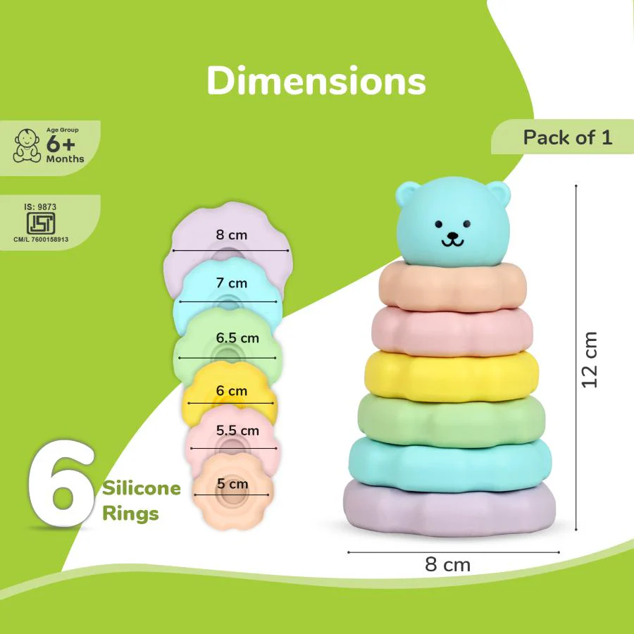 Orapple Teddy Stacker - Fun & Safe Educational Stacking Toy for Babies - Blue Teddy - Image 8
