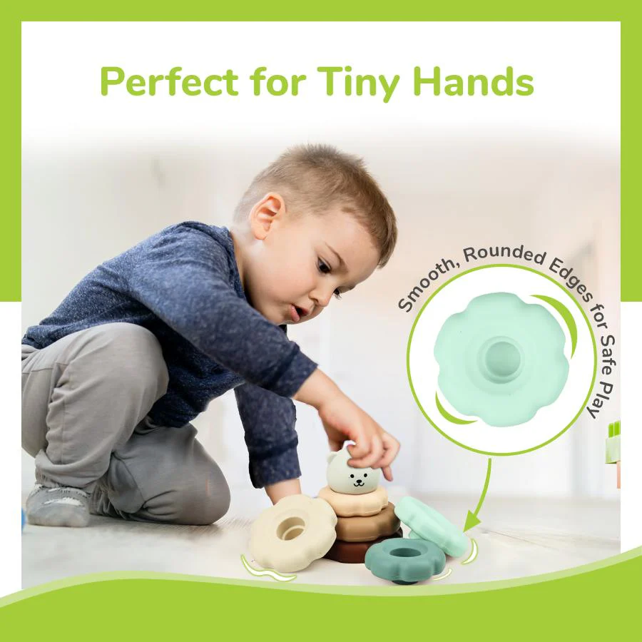 Orapple Teddy Stacker - Fun & Safe Educational Stacking Toy for Babies - Grey Teddy - Image 5
