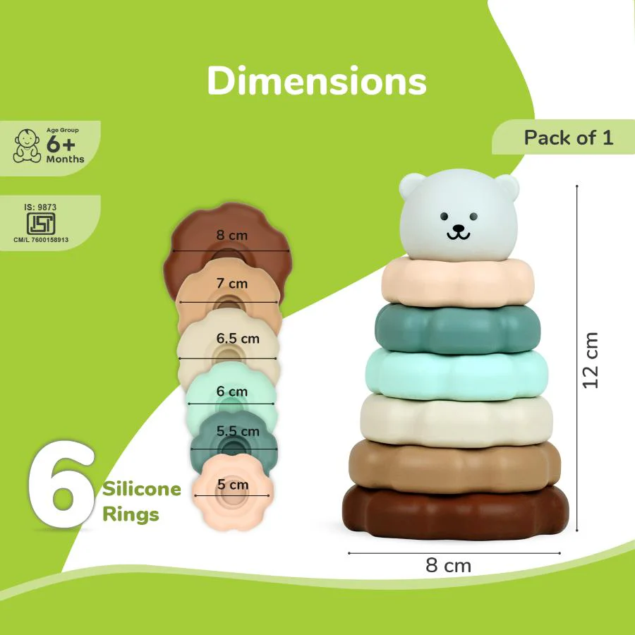 Orapple Teddy Stacker - Fun & Safe Educational Stacking Toy for Babies - Grey Teddy - Image 8