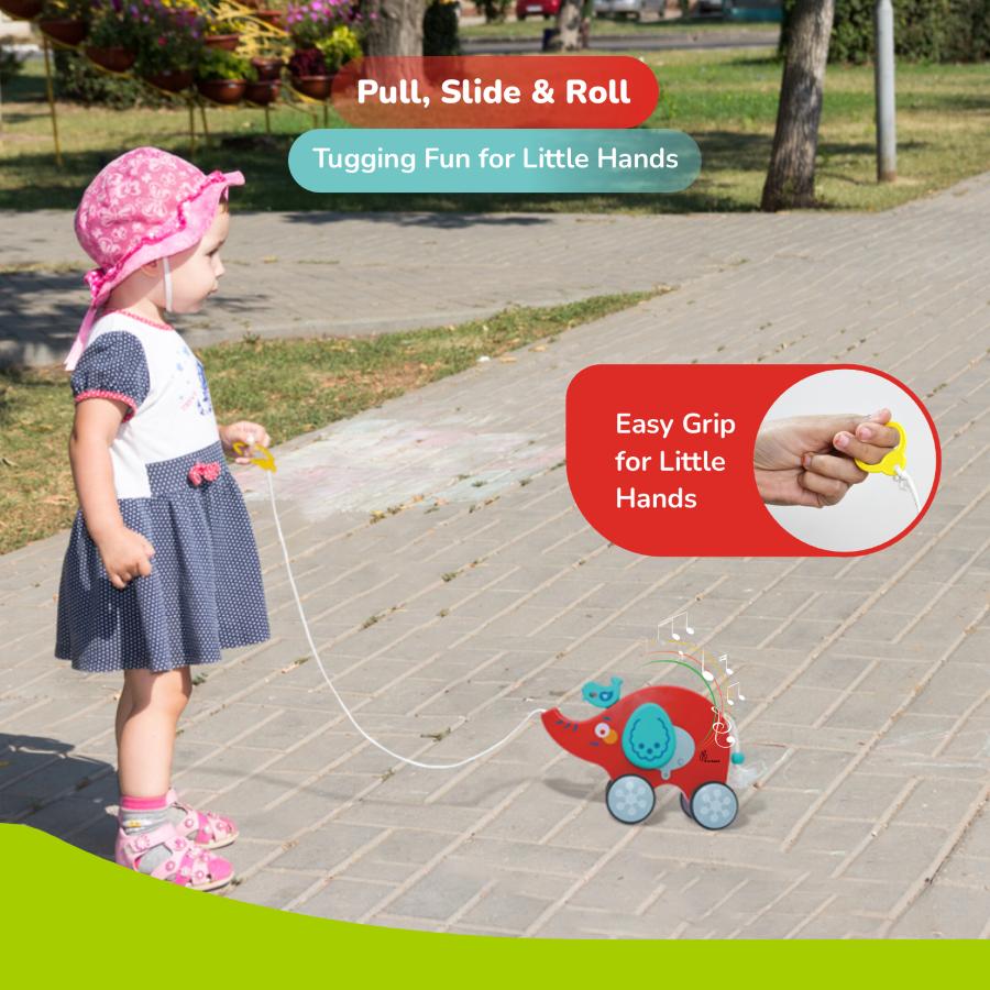 Orapple Trunky Fun & Safe Musical Pull-Along Toy for Toddlers - Red Blue - Image 6