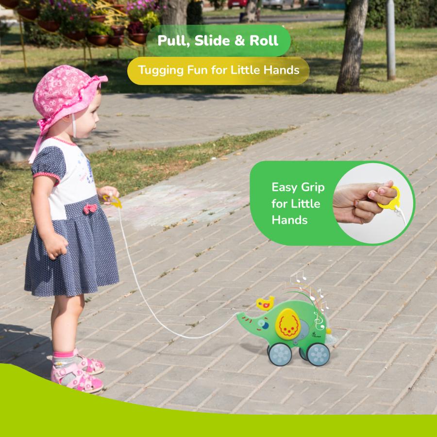 Orapple Trunky Fun & Safe Musical Pull-Along Toy for Toddlers - Green Yellow - Image 6