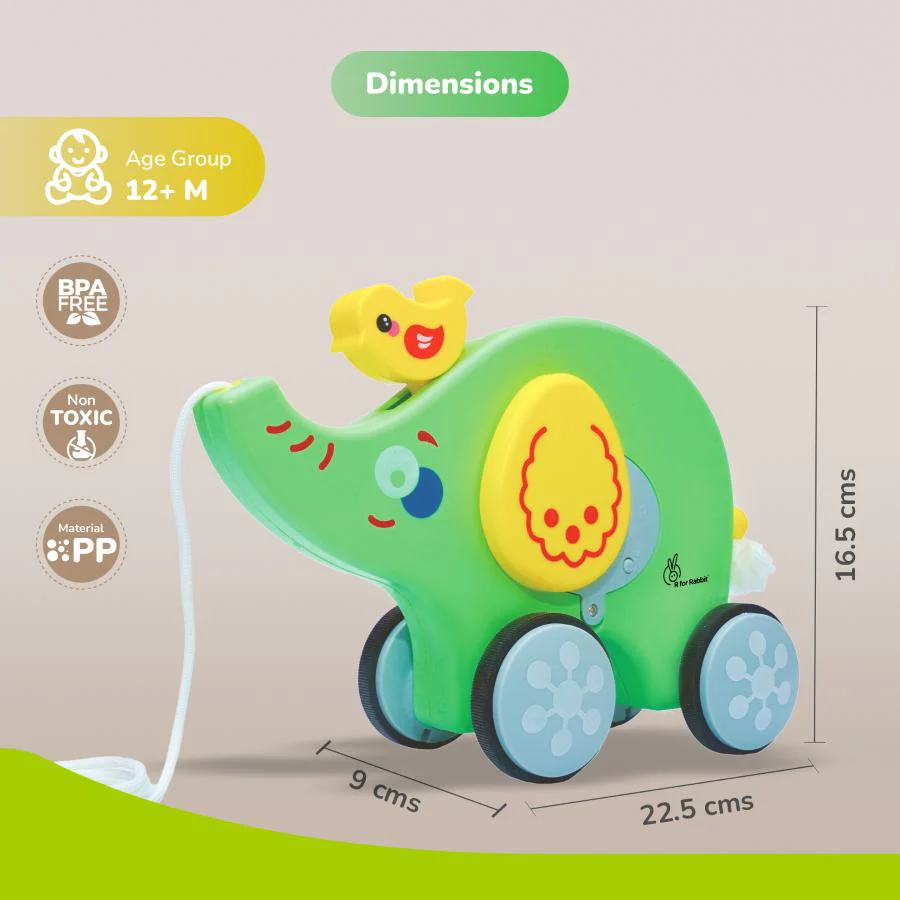 Orapple Trunky Fun & Safe Musical Pull-Along Toy for Toddlers - Green Yellow - Image 8