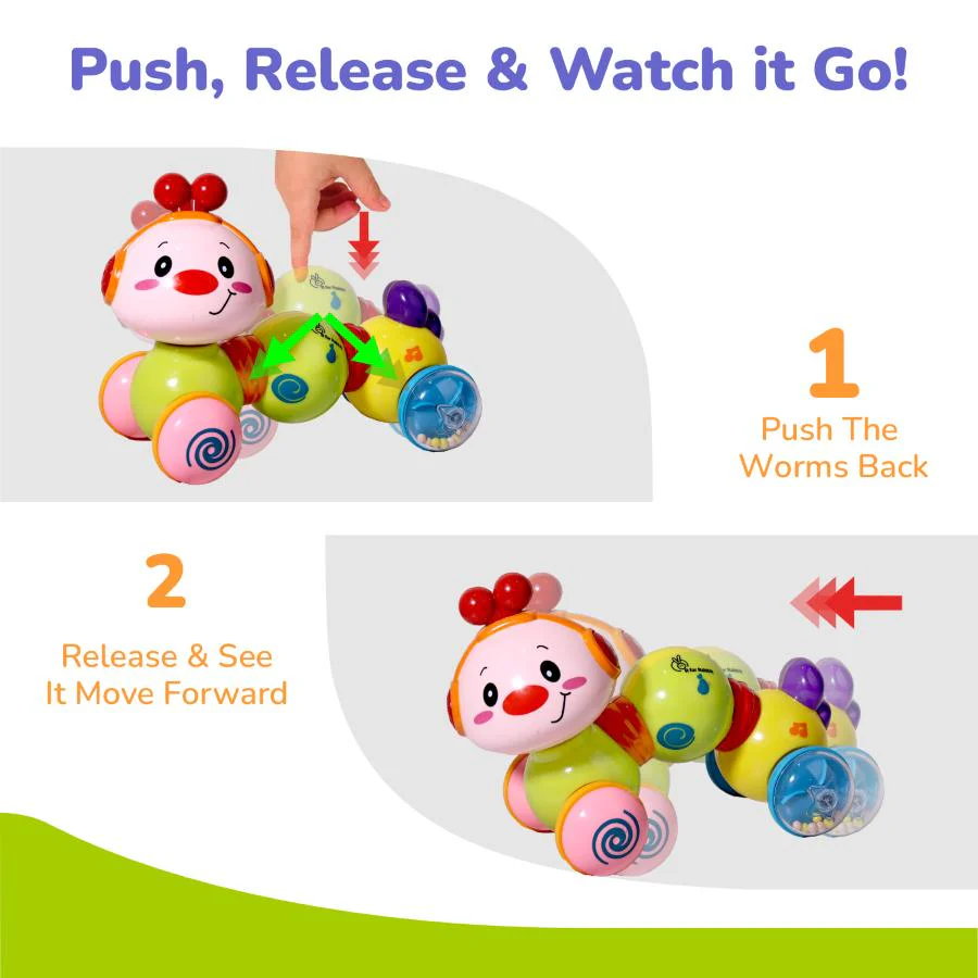Orapple Wiggle Colorful Musical Push Toy for Kids - Yellow Multi - Image 3