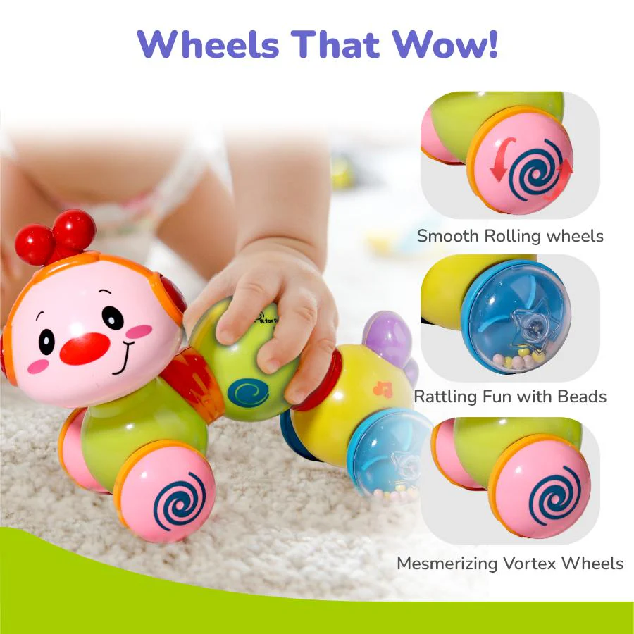 Orapple Wiggle Colorful Musical Push Toy for Kids - Yellow Multi - Image 5