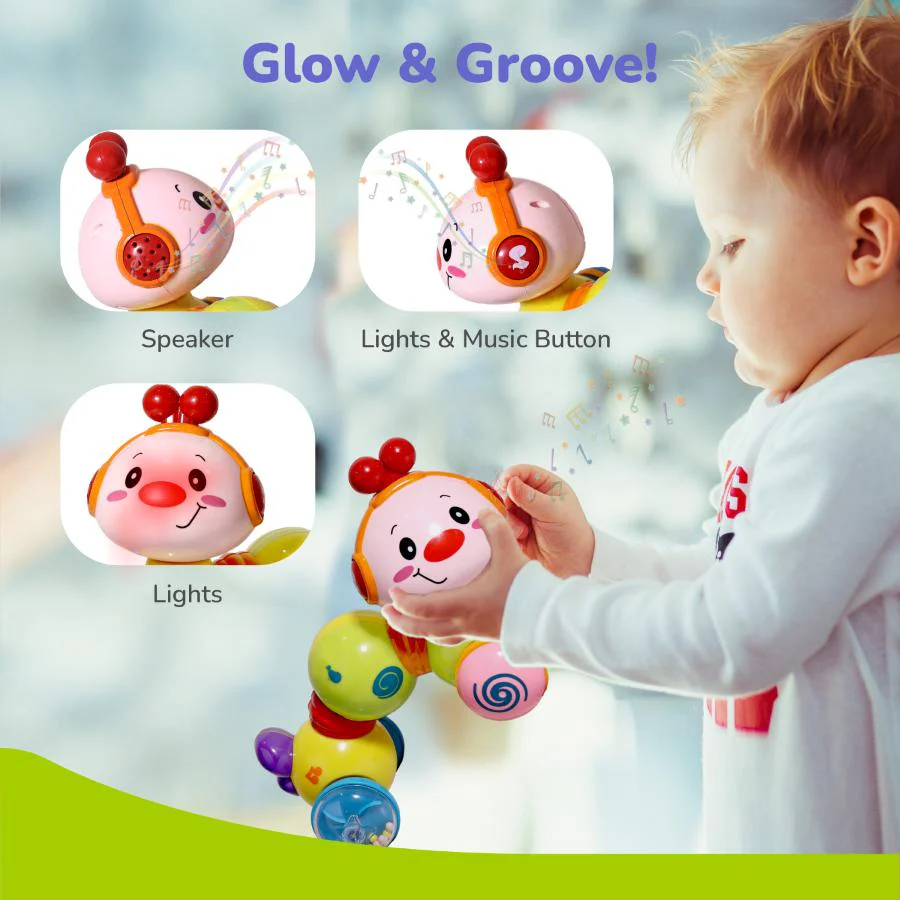 Orapple Wiggle Colorful Musical Push Toy for Kids - Yellow Multi - Image 6
