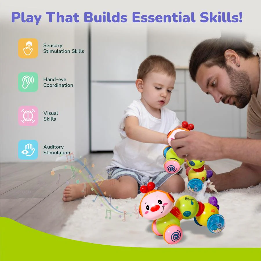 Orapple Wiggle Colorful Musical Push Toy for Kids - Yellow Multi - Image 7