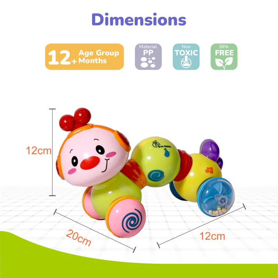 Orapple Wiggle Colorful Musical Push Toy for Kids - Yellow Multi - Image 8