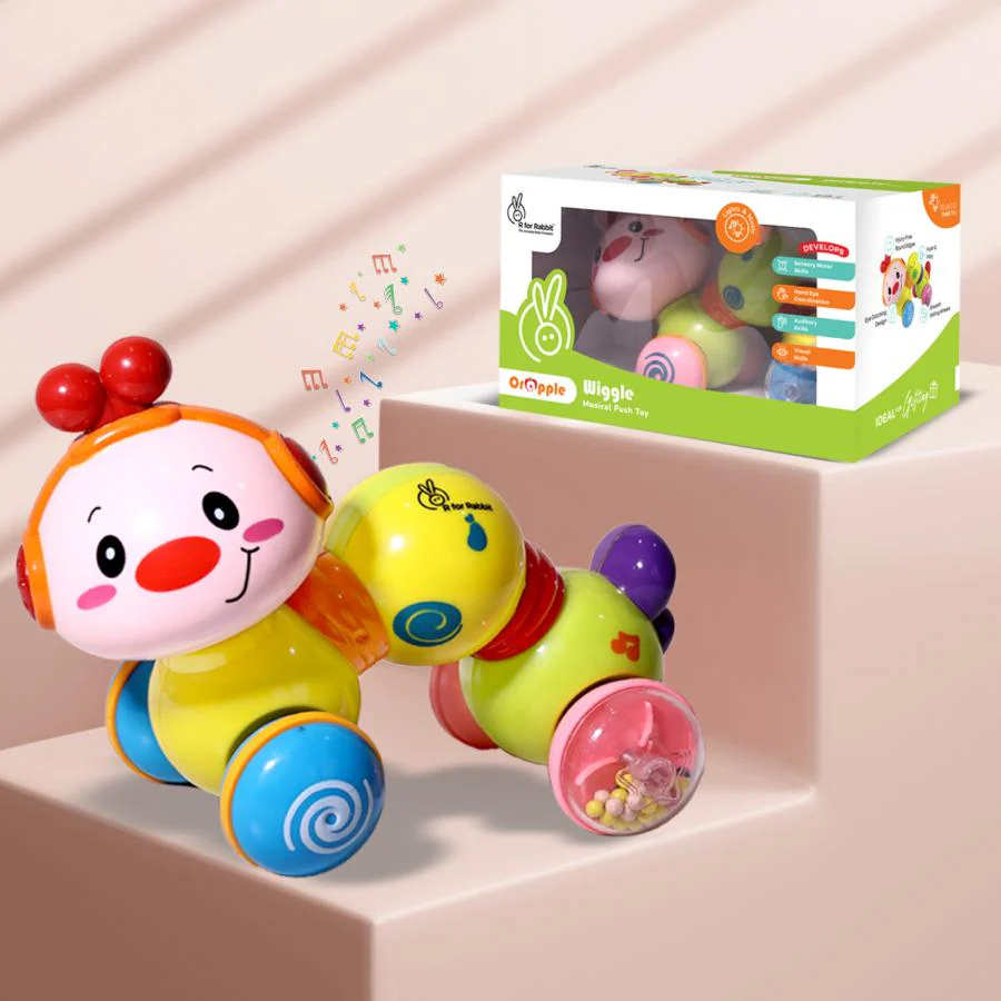Orapple Wiggle Colorful Musical Push Toy for Kids - Green Multi