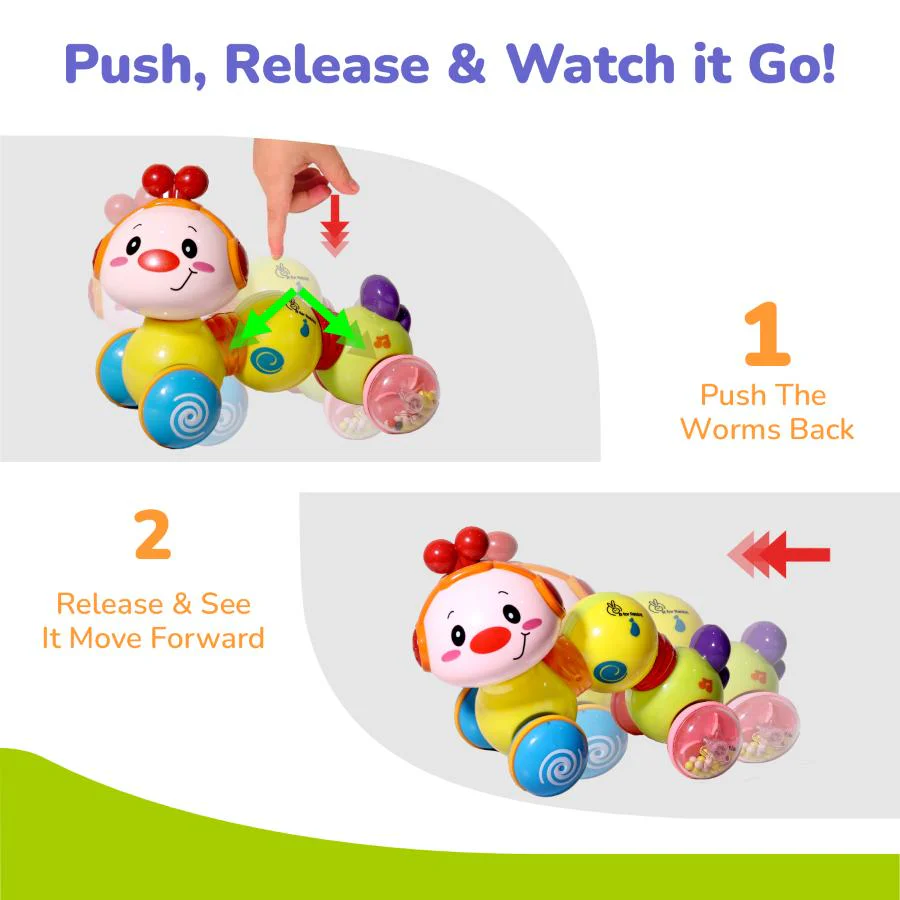 Orapple Wiggle Colorful Musical Push Toy for Kids - Green Multi - Image 3