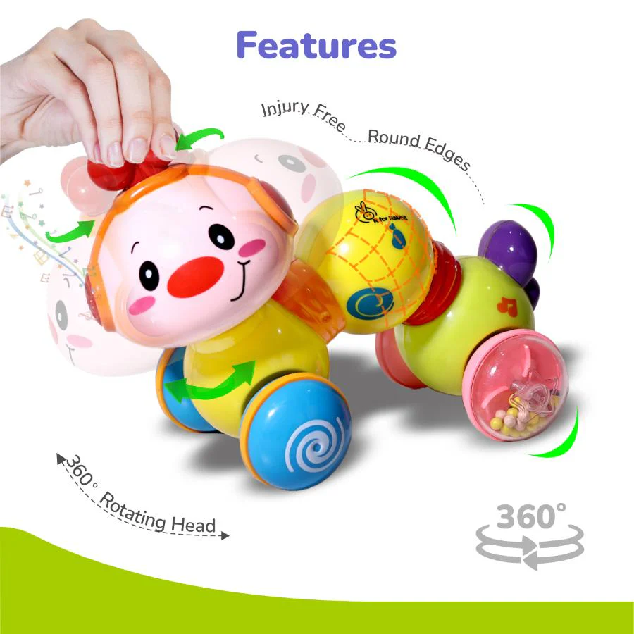 Orapple Wiggle Colorful Musical Push Toy for Kids - Green Multi - Image 4
