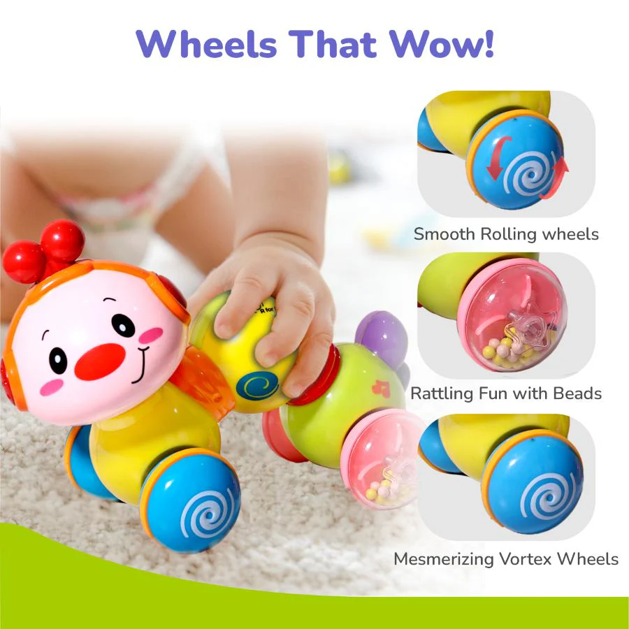 Orapple Wiggle Colorful Musical Push Toy for Kids - Green Multi - Image 5