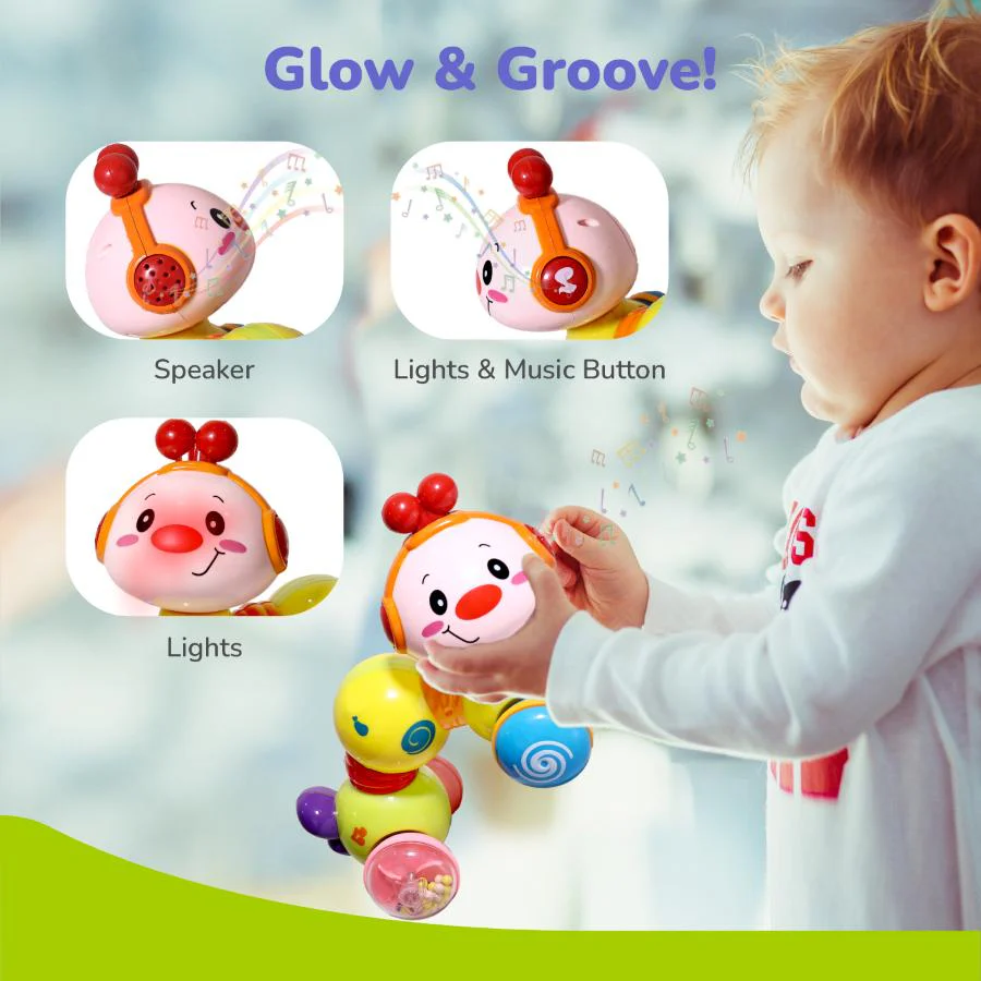 Orapple Wiggle Colorful Musical Push Toy for Kids - Green Multi - Image 6