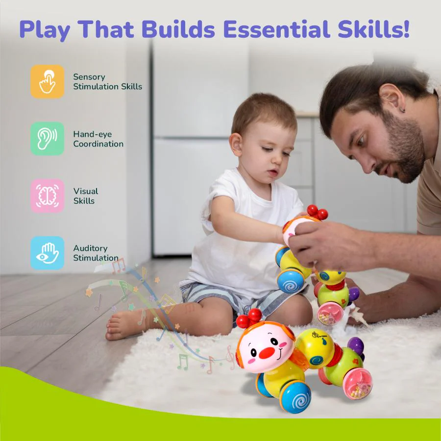 Orapple Wiggle Colorful Musical Push Toy for Kids - Green Multi - Image 7