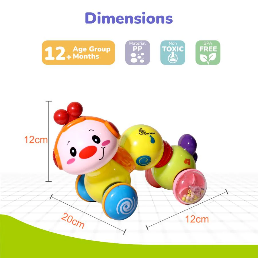Orapple Wiggle Colorful Musical Push Toy for Kids - Green Multi - Image 8