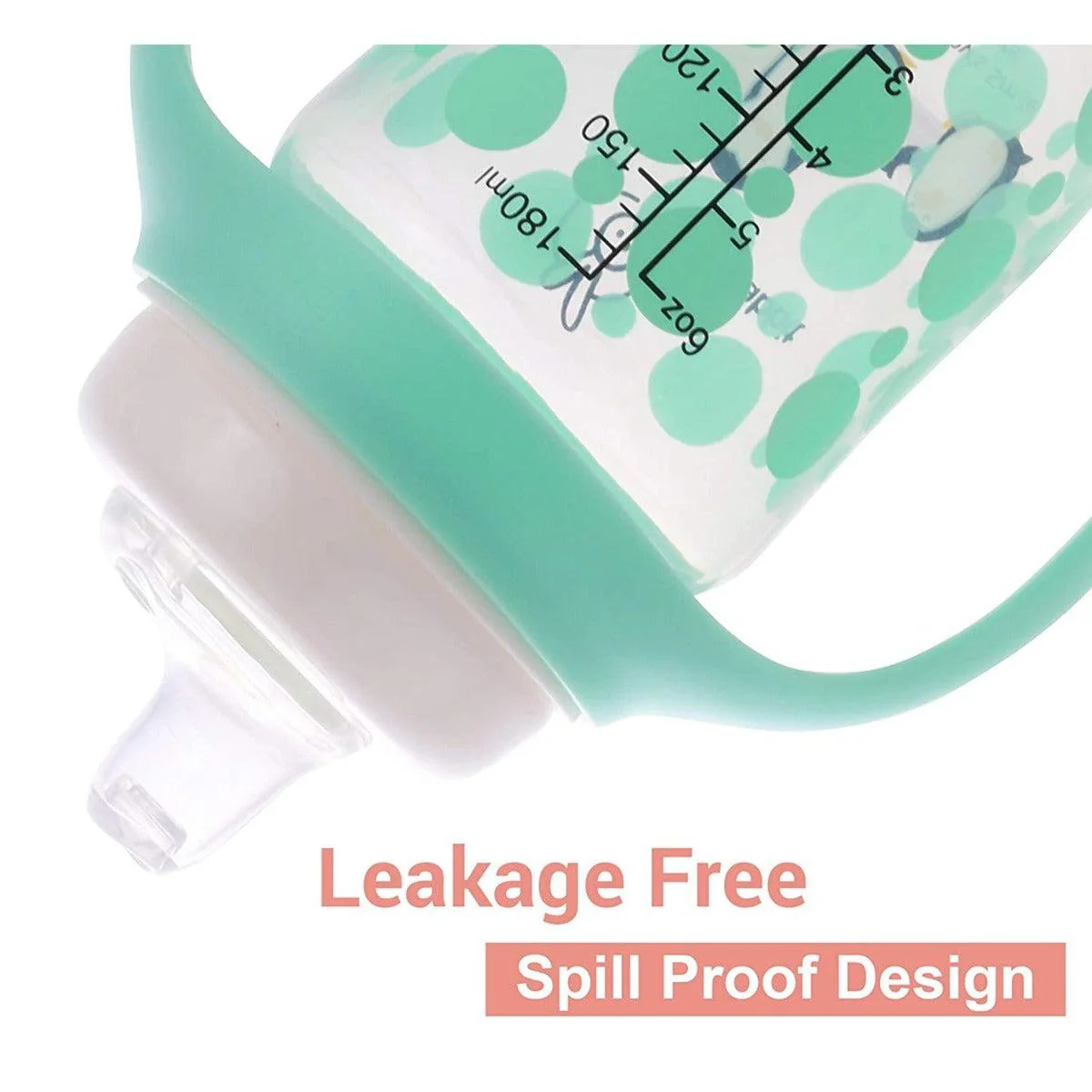 Penguin Spout Cup Sipper Bottle for Babies 180ml - Green - Image 4