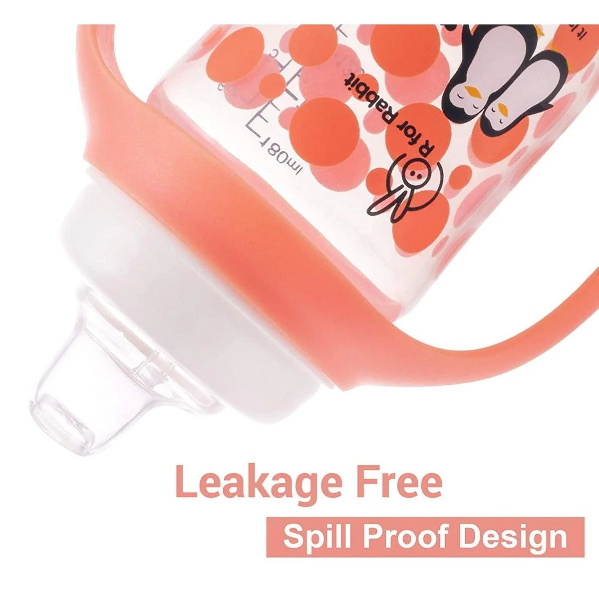 Penguin Spout Cup Sipper Bottle for Babies 180ml - Orange - Image 4