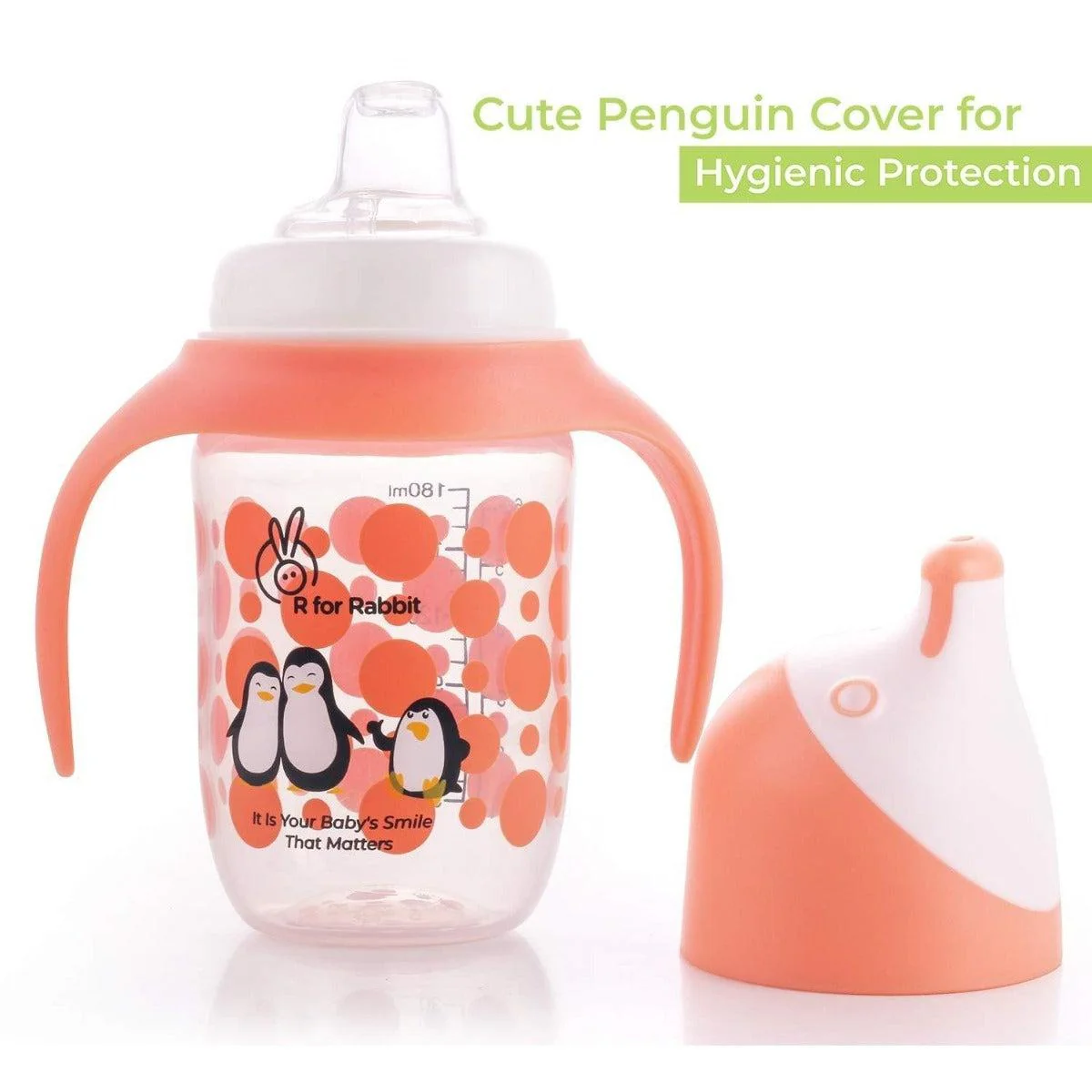 Penguin Spout Cup Sipper Bottle for Babies 180ml - Orange - Image 5