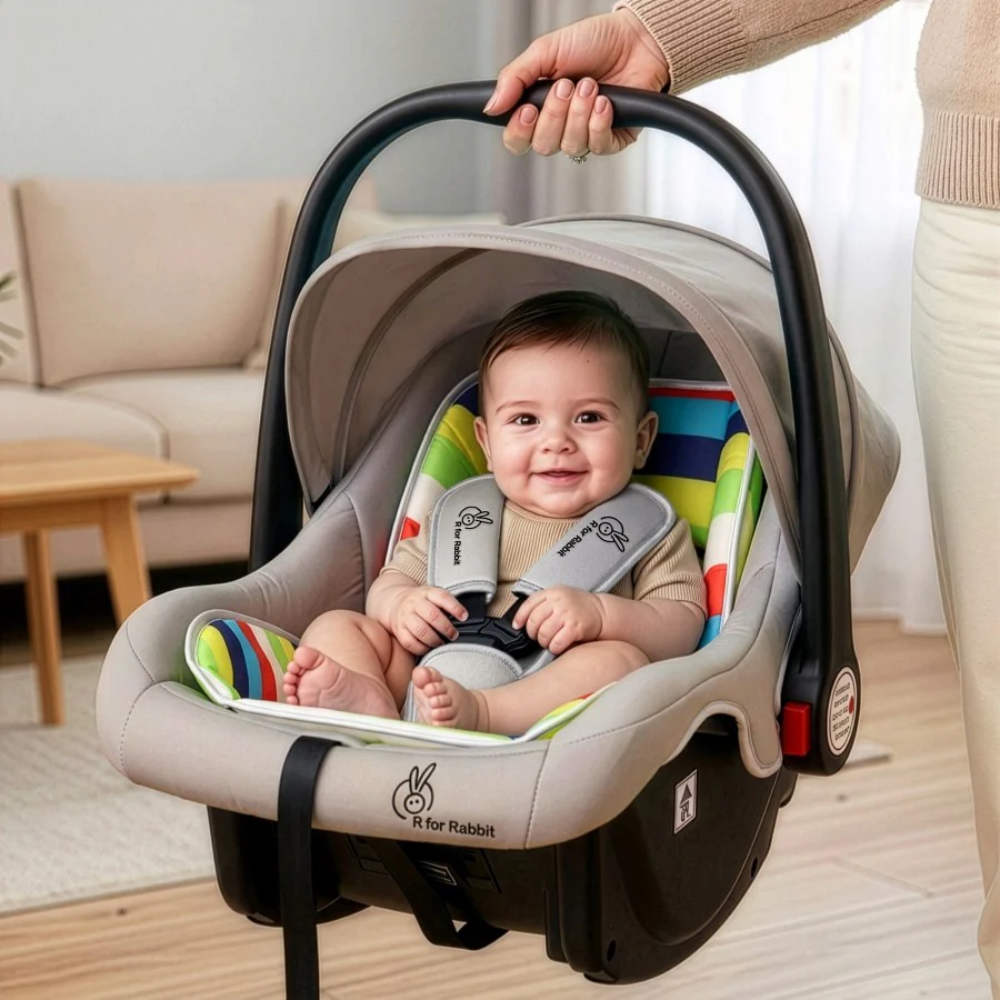 Picaboo 4 In 1 Multipurpose Baby Carry Cot With Personalized Name Tag - Rainbow