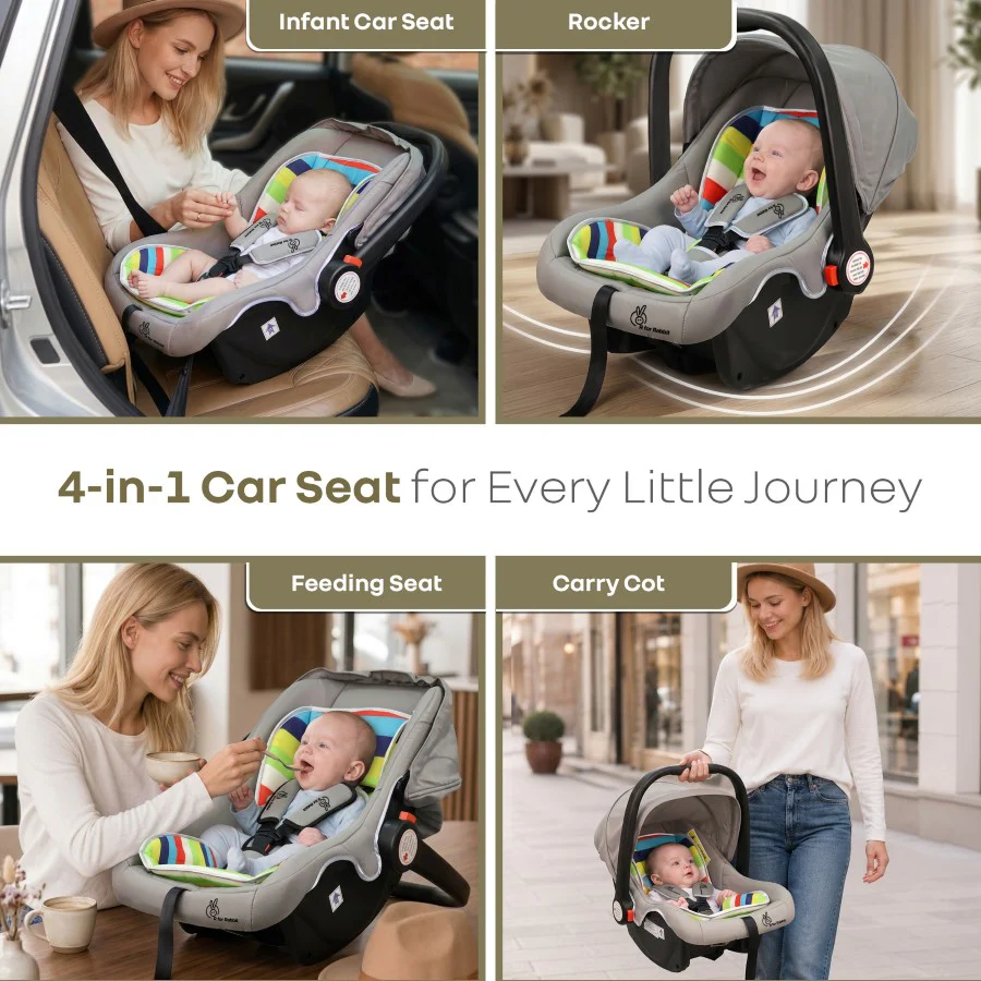 Picaboo 4 In 1 Multipurpose Baby Carry Cot With Personalized Name Tag - Rainbow - Image 3