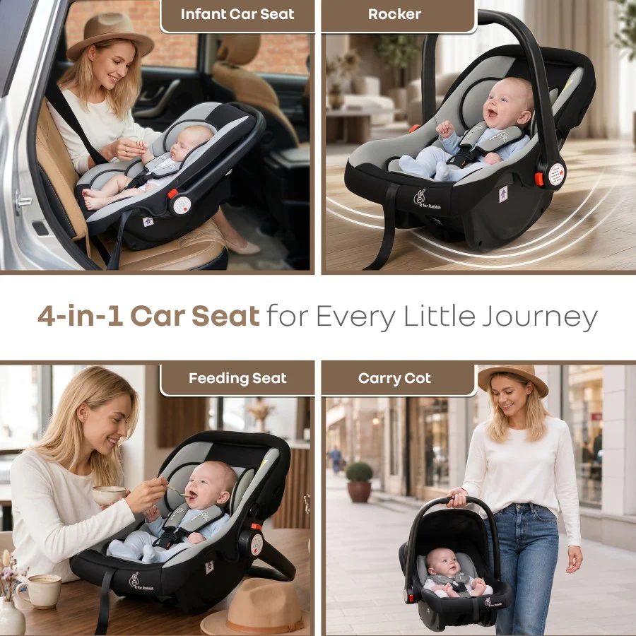 Picaboo 4 In 1 Multipurpose Baby Carry Cot With Personalized Name Tag - Black Grey - Image 3