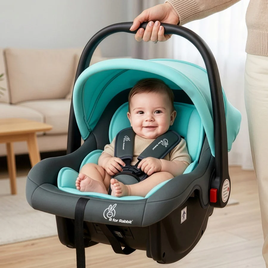 Picaboo 4 In 1 Multipurpose Baby Carry Cot With Personalized Name Tag - Blue Grey