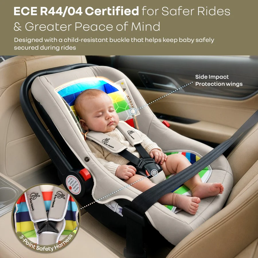 Picaboo 4 In 1 Multipurpose Baby Carry Cot Cum Car Seat With Safety Belt - Rainbow - Image 3