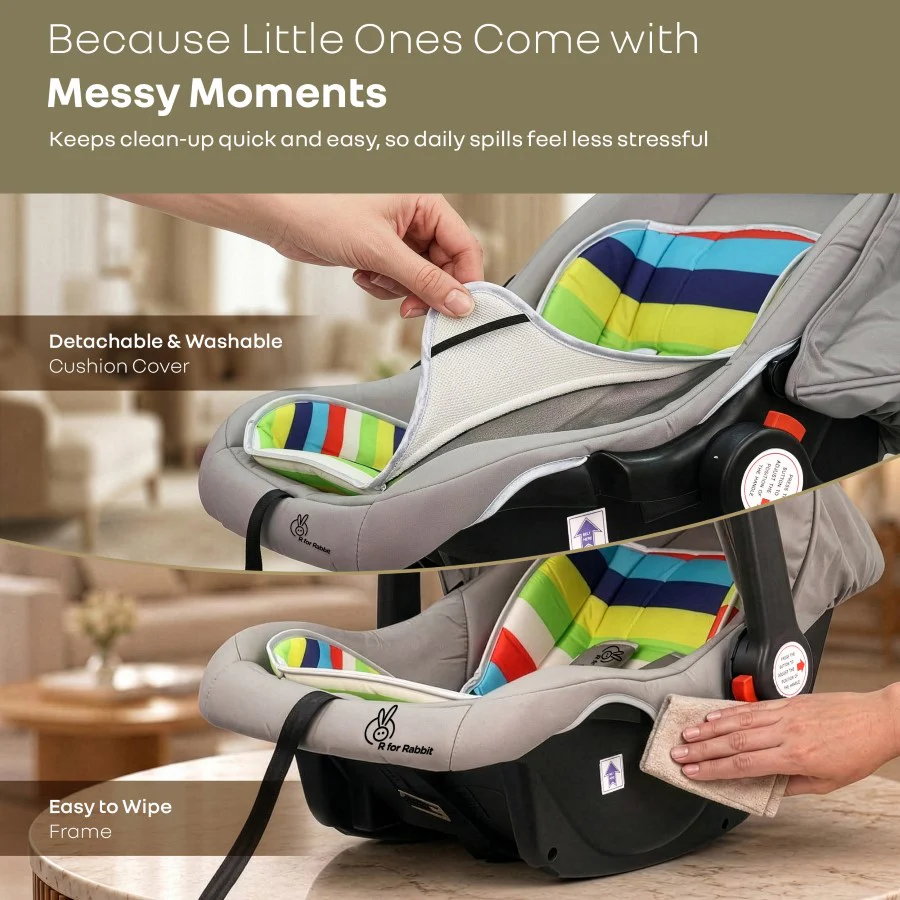 Picaboo 4 In 1 Multipurpose Baby Carry Cot Cum Car Seat With Safety Belt - Rainbow - Image 8