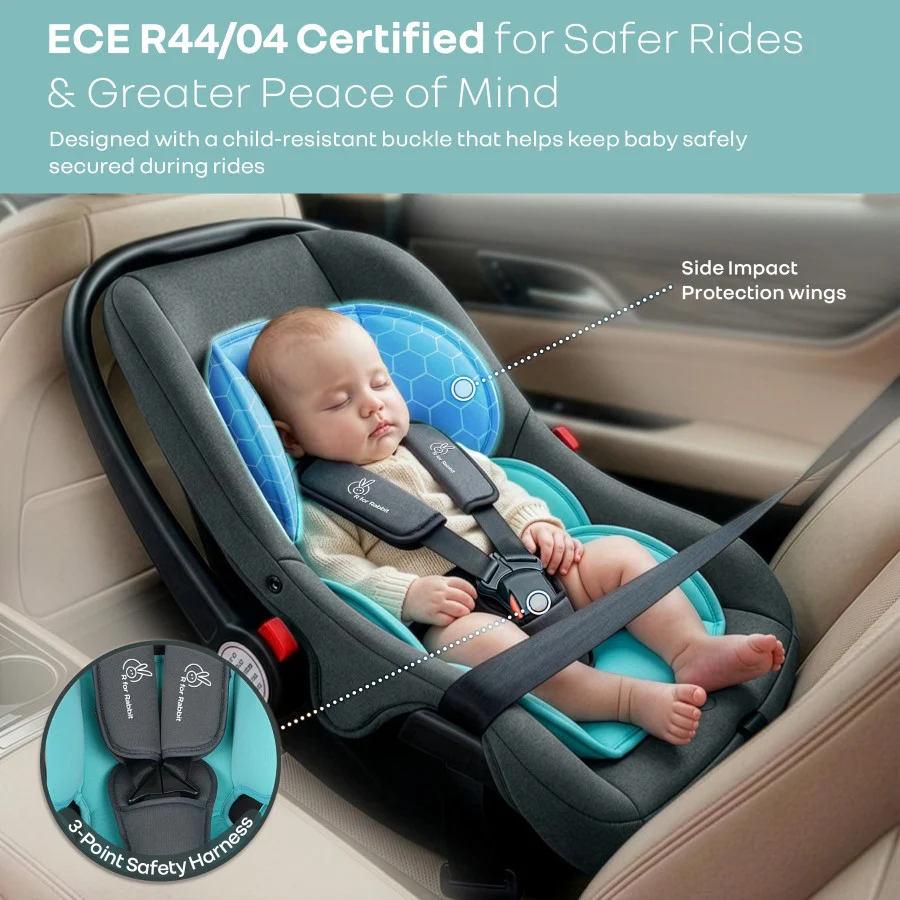 Picaboo 4 In 1 Multipurpose Baby Carry Cot Cum Car Seat With Safety Belt - Blue Grey - Image 3