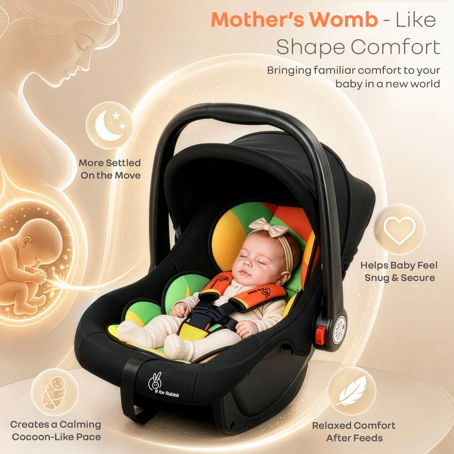 Picaboo 4 In 1 Multipurpose Baby Carry Cot Cum Car Seat With Safety Belt - Colorful - Image 4