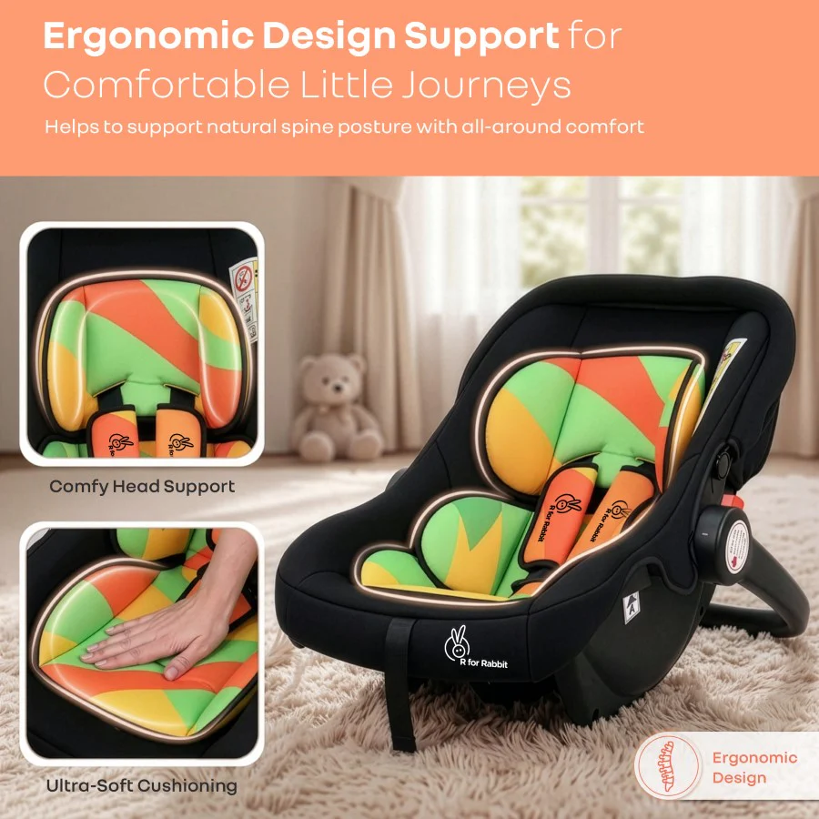 Picaboo 4 In 1 Multipurpose Baby Carry Cot Cum Car Seat With Safety Belt - Colorful - Image 5