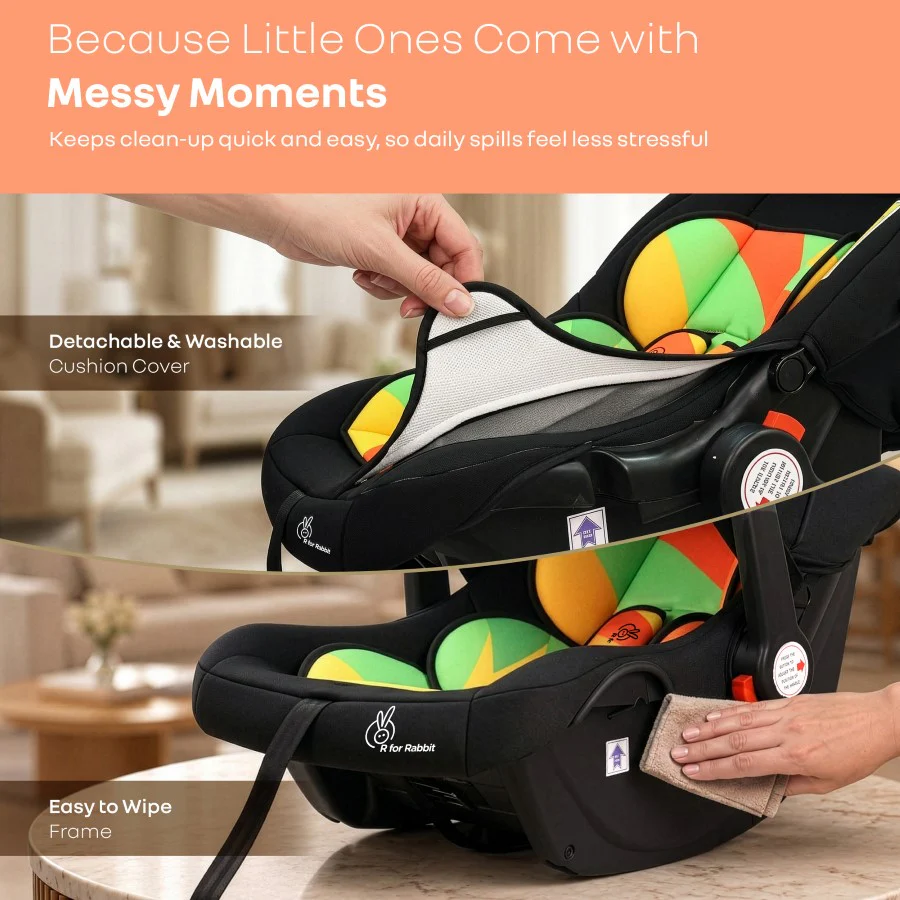 Picaboo 4 In 1 Multipurpose Baby Carry Cot Cum Car Seat With Safety Belt - Colorful - Image 8