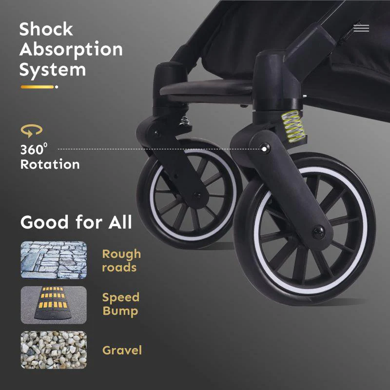 Pocket Air Baby Stroller With Personalized Name Plate - Black - Image 4