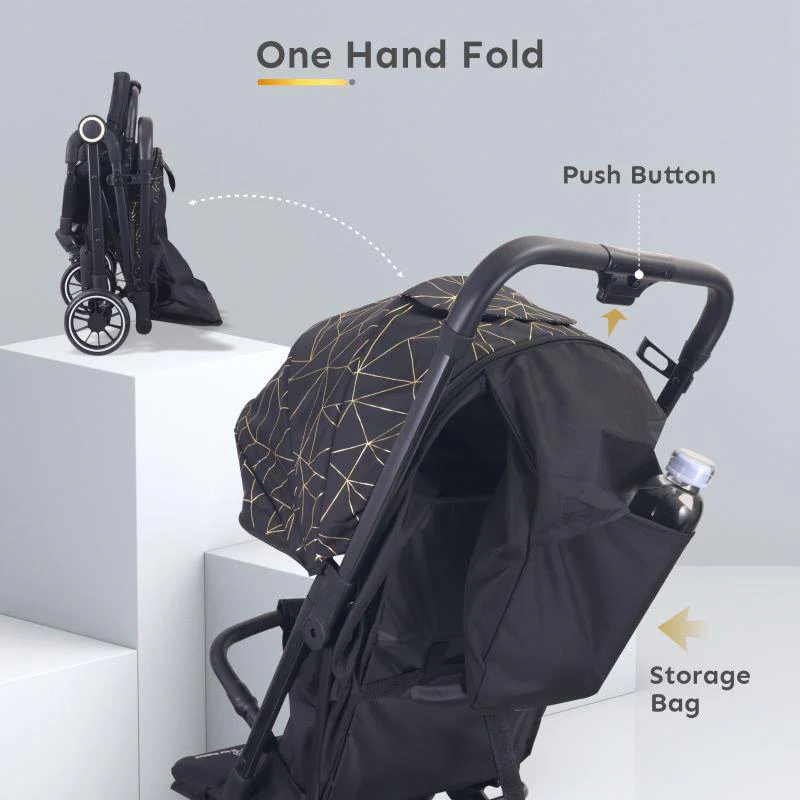 Pocket Air Baby Stroller With Personalized Name Plate - Black - Image 7