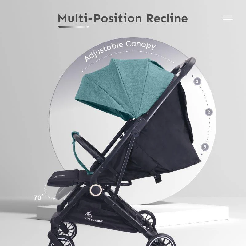 Pocket Air Baby Stroller With Personalized Name Plate - Green Black - Image 3